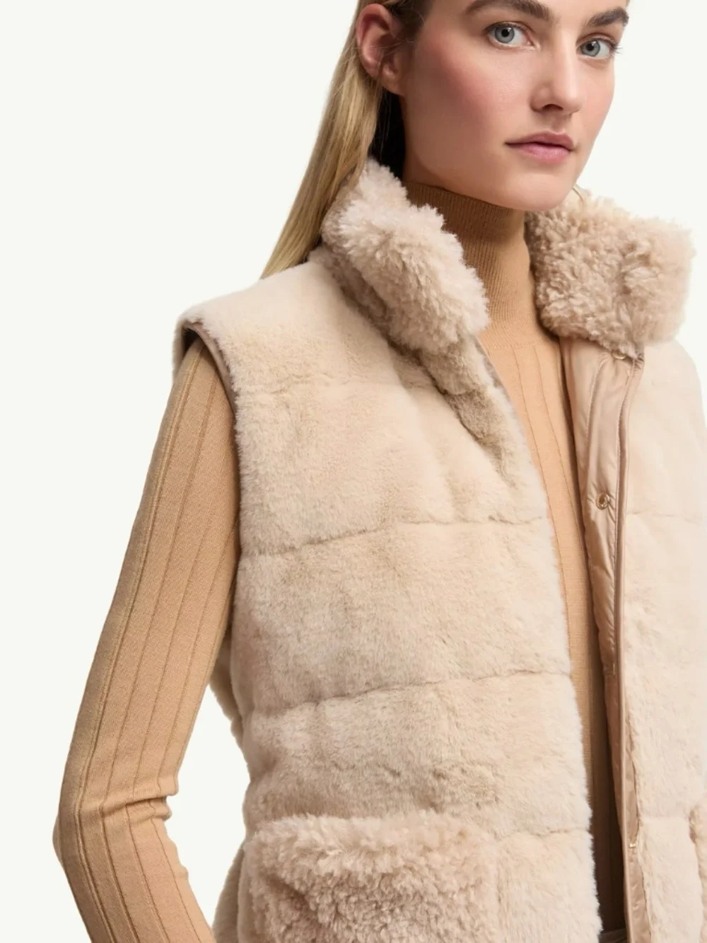 Moncler Joui Faux Fur & Teddy Down Gilet Vest Size 0